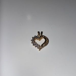 14k gold heart charm with small diamonds